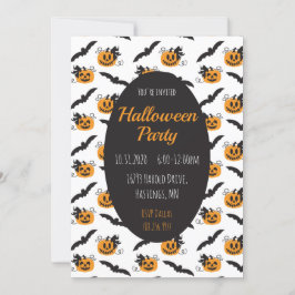 Convites Festa de Halloween Jack O Lanternas Bat Black Oran