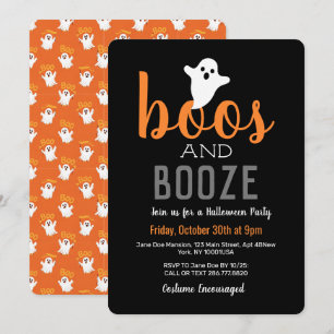 Convites Festa de Halloween Laranja Preto Boos e Bebida