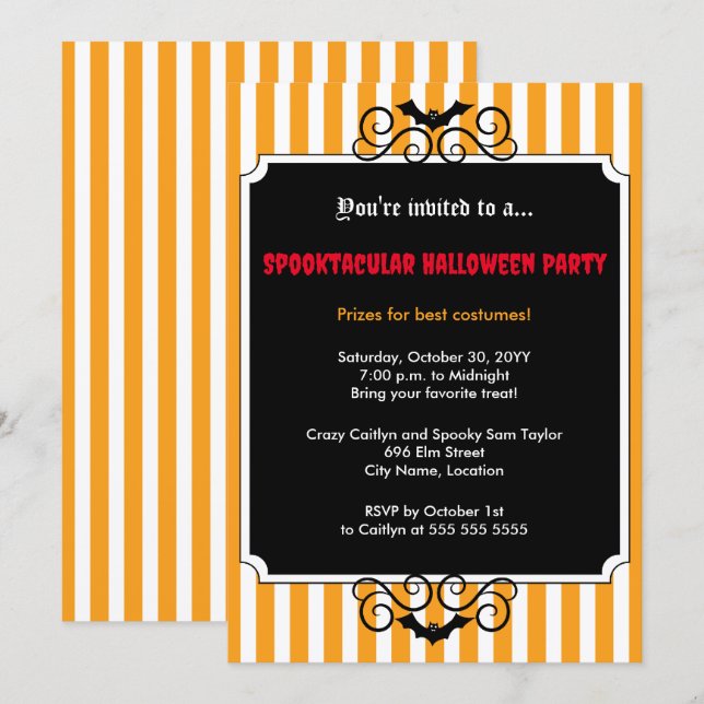 Convites Festa de Halloween Maluca (Frente/Verso)