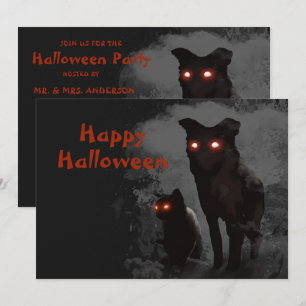 Convites Festa De Halloween Mau Black Cat E Cão