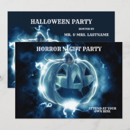 Convites Festa de Halloween Mau Blue Pumpkin Horror Assusta