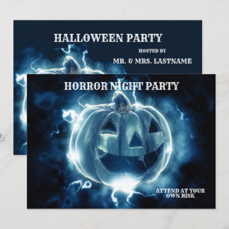 Convites Festa de Halloween Mau Blue Pumpkin Horror Assusta