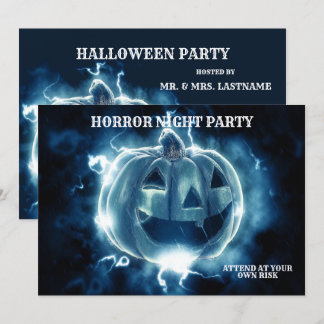 Convites Festa de Halloween Mau Blue Pumpkin Horror Assusta
