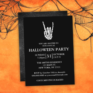 Convites Festa de Halloween Minimalista Esqueleto Mão Adult