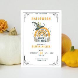 Convites Festa de Halloween Minimalística das Bruxas do Cha