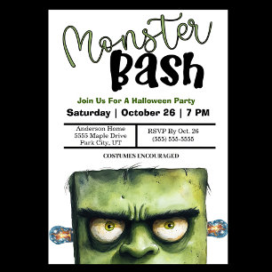 Convites Festa de Halloween Monster Bash