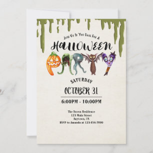 Convites Festa de Halloween Monster Letters Halloween