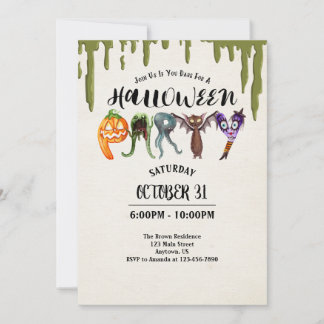 Convites Festa de Halloween Monster Letters Halloween