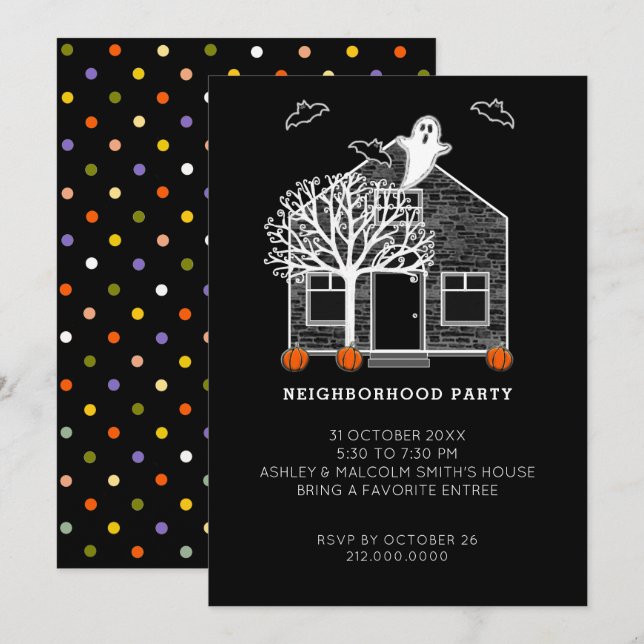 Convites Festa de Halloween no Bairro (Frente/Verso)