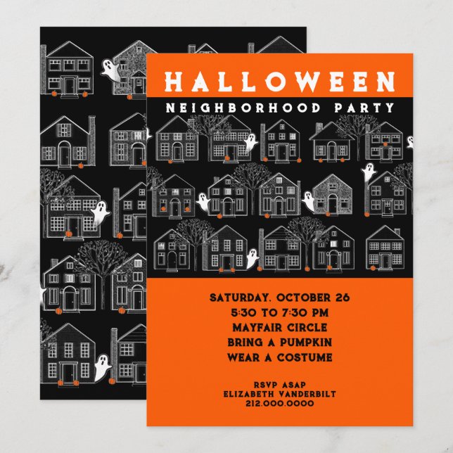 Convites Festa de Halloween no Bairro (Frente/Verso)