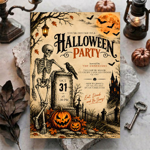 Convites Festa de Halloween no Cemitério Assombrado Gótico