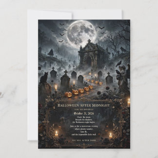 Convites Festa de Halloween no Cemitério Assustador e Caste