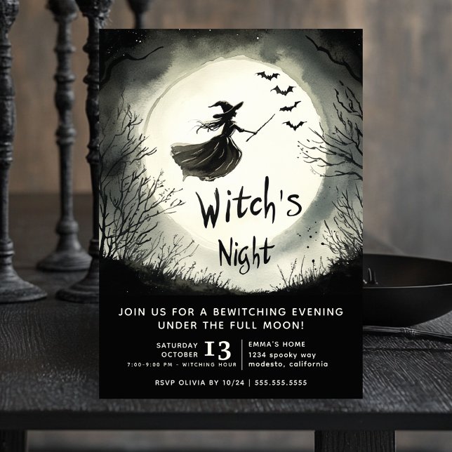 Convites Festa de Halloween, Noite das Bruxas, Noite das Me (Witches night out invitation)