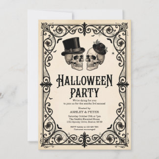 Convites Festa de Halloween para Adultos Caveira Gótica Vin