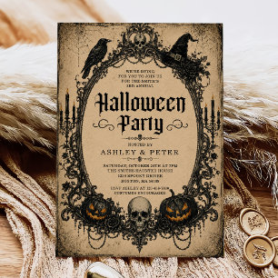 Convites Festa de Halloween para Adultos Caveira Vintage