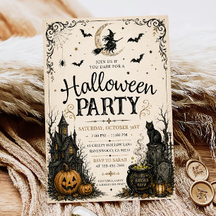 Convites Festa de Halloween para Adultos Caveira Vintage