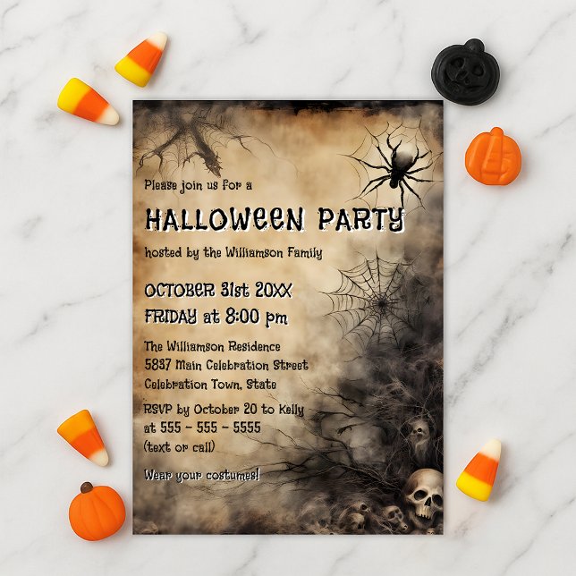 Convites Festa de Halloween para Adultos com Crânios Vintag (Criador carregado)