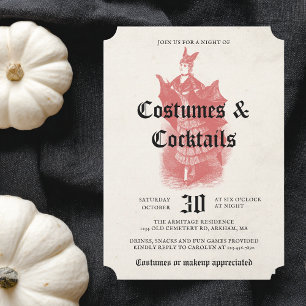Convites Festa de Halloween para Adultos Dama Morcego Vinta
