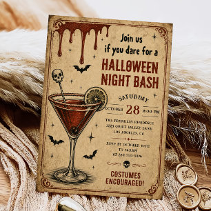Convites Festa de Halloween para Adultos Drinks Vintage