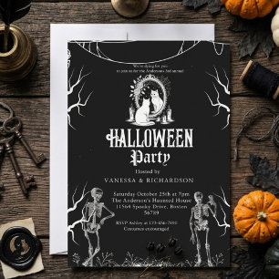 Convites Festa de Halloween para Adultos Esqueleto Gótico V
