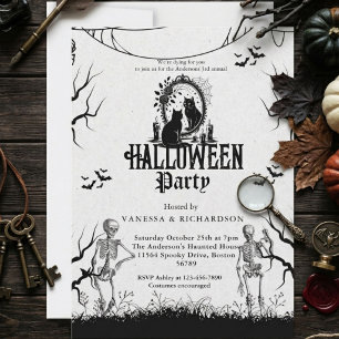 Convites Festa de Halloween para Adultos Esqueleto Gótico V