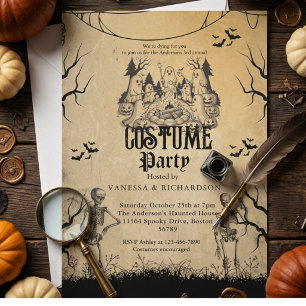Convites Festa de Halloween para Adultos Esqueleto Gótico V
