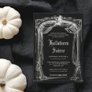 Convites Festa de Halloween para Adultos Noturna Vintage Gó