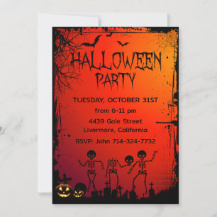 Convites Festa de Halloween para Adultos Túmulos de Morcego
