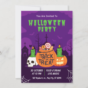 Convites Festa de Halloween para Doce ou Travessura Moderna