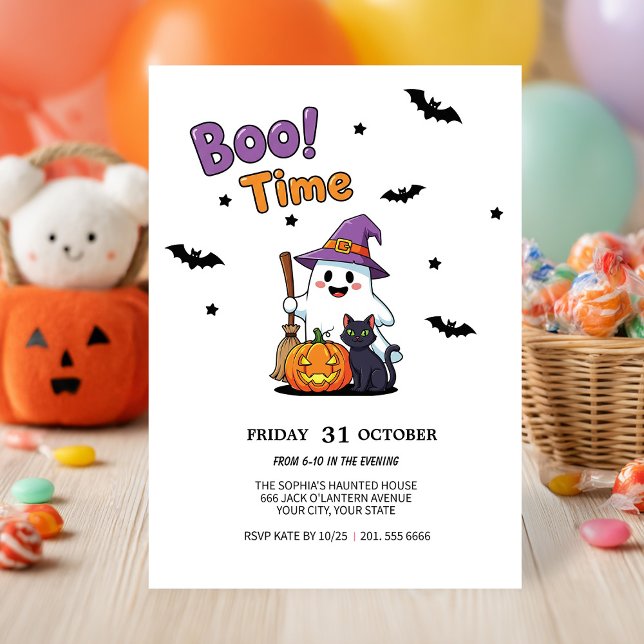 Convites Festa de Halloween para Fantasmas e Abóbora Bonito (Criador carregado)