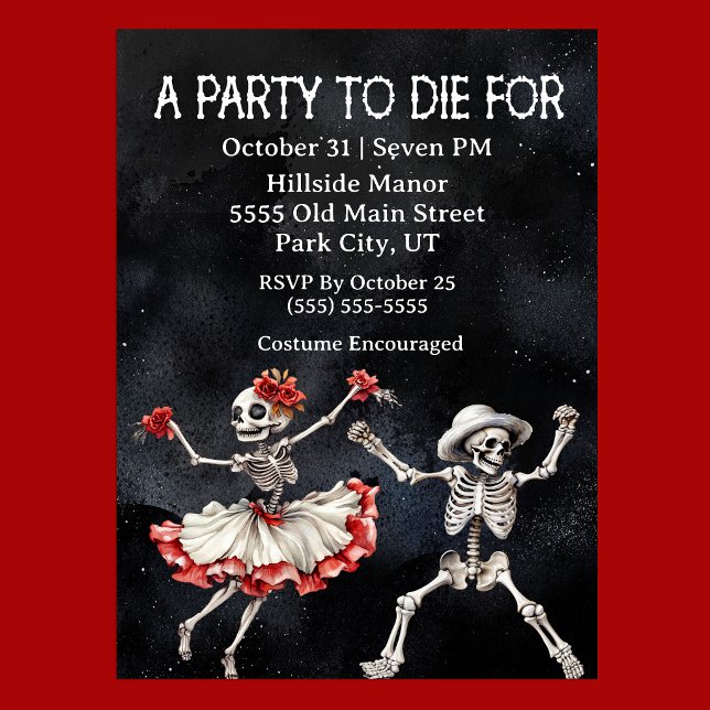 Convites Festa de Halloween para Morrer (A Party To Die For Halloween Party Invitation For Adults.  )