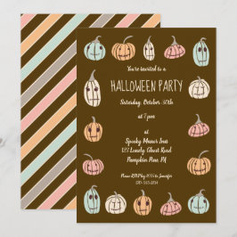 Convites Festa de Halloween - Pastel Pumpkins