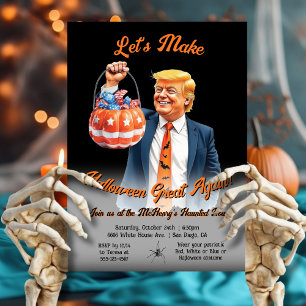 Convites Festa de Halloween Patriótica e Divertida de Trump