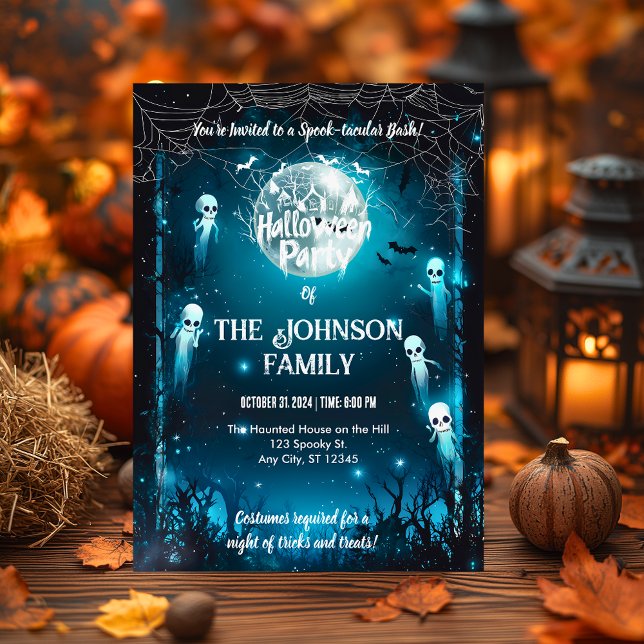 Convites Festa de Halloween Personalizada com Fantasmas e E (Criador carregado)