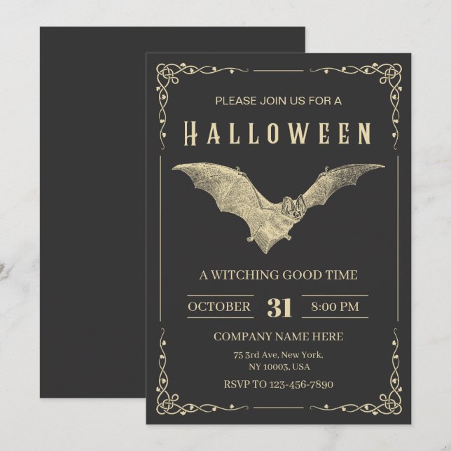 Convites Festa de Halloween Personalizada para Empresas (Frente/Verso)