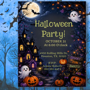Convites Festa de Halloween Preta Amigável para Crianças em