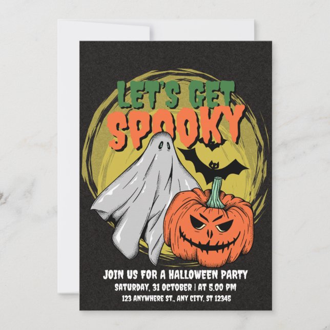 Convites Festa de Halloween Preta E Amarela (Frente)