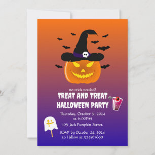 Convites Festa de Halloween Pumpkin Jack o' Lanterna