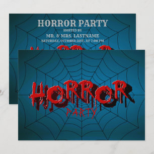 Convites Festa de Halloween Red Horror Spider Web Blue Scar