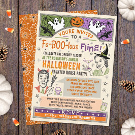 Convites Festa de Halloween Retro Cai Humor Fabooloso