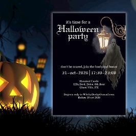 Convites Festa de Halloween Simples Lanterna Assustadora Pr