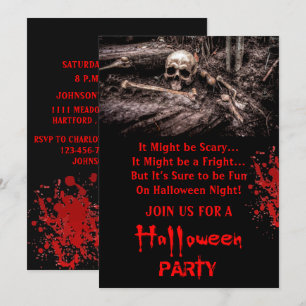 Convites Festa de Halloween Skull and Bones Assustadora