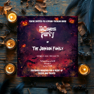 Convites Festa de Halloween Spooky - Jacks brilhantes e ara