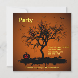 Convites Festa de Halloween Spooky Orange Grunge