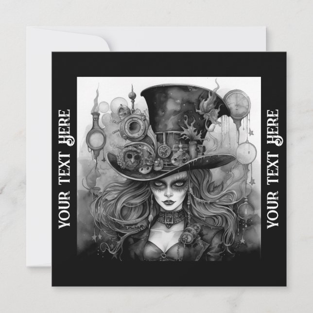 Convites Festa de Halloween Steampunk (Frente)