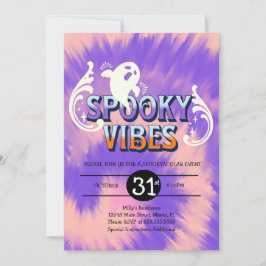 Convites Festa de Halloween Tie Dye Ghost Spooky Vibes