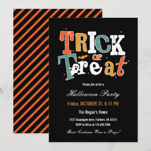 Convites Festa de Halloween 'Trick or Treat'