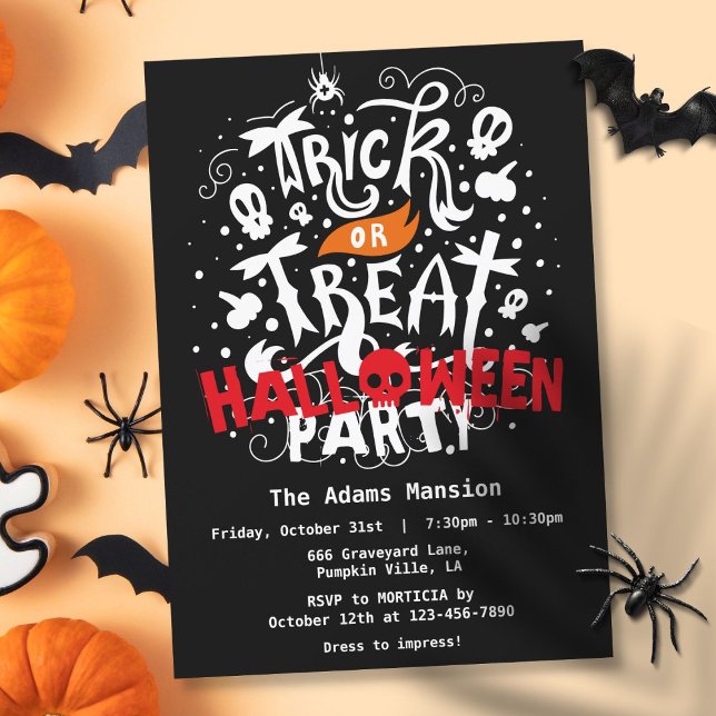 Convites Festa de Halloween 'Trick or Treat' (Trick or Treat Halloween Party Invitation)