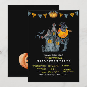 Convites Festa de Halloween, uma família de cor de água f