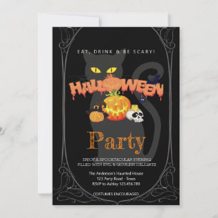 Convites Festa de Halloween Vintage Gothic